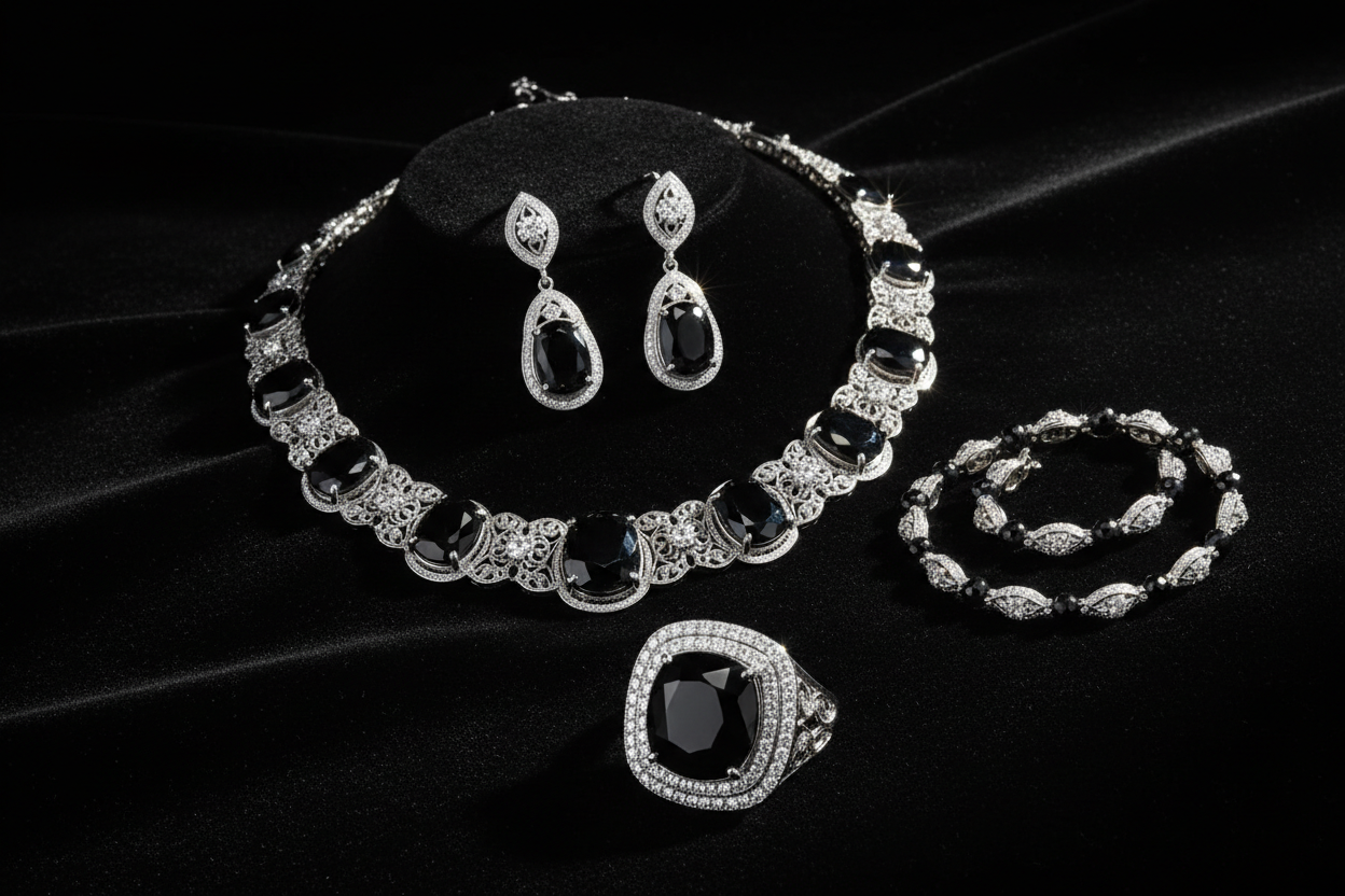 faca um conjunto de joias Noir Elegance